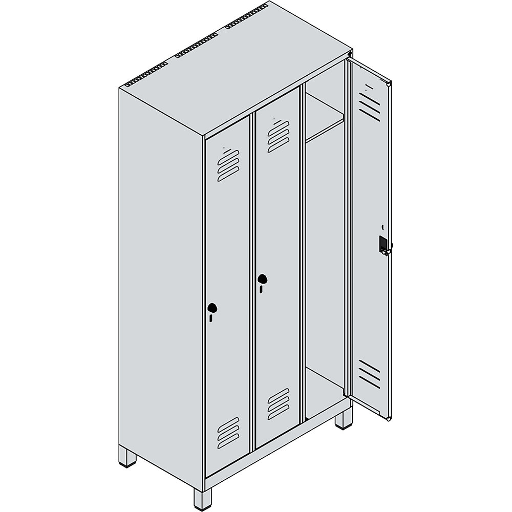 Classic PLUS 3-Compartment Locker Light Gray / Reseda Green 90 cm 2