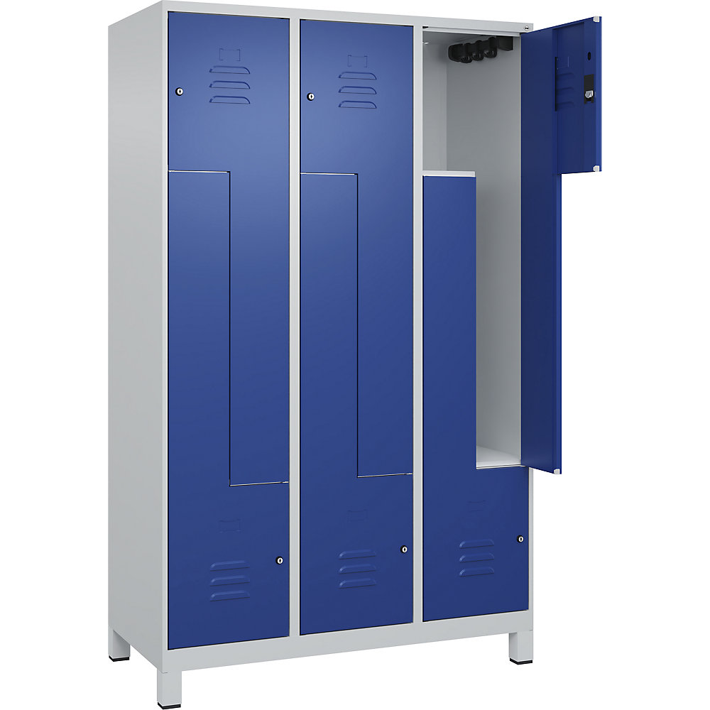 Z-Spind Classic PLUS 3-Compartment Locker Light Gray/Gentian Blue 1200mm