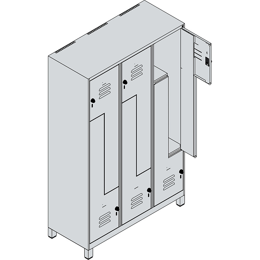 Vestiaire Z-Spind Classic PLUS 3 Compartiments Blanc Trafic 1200mm 2
