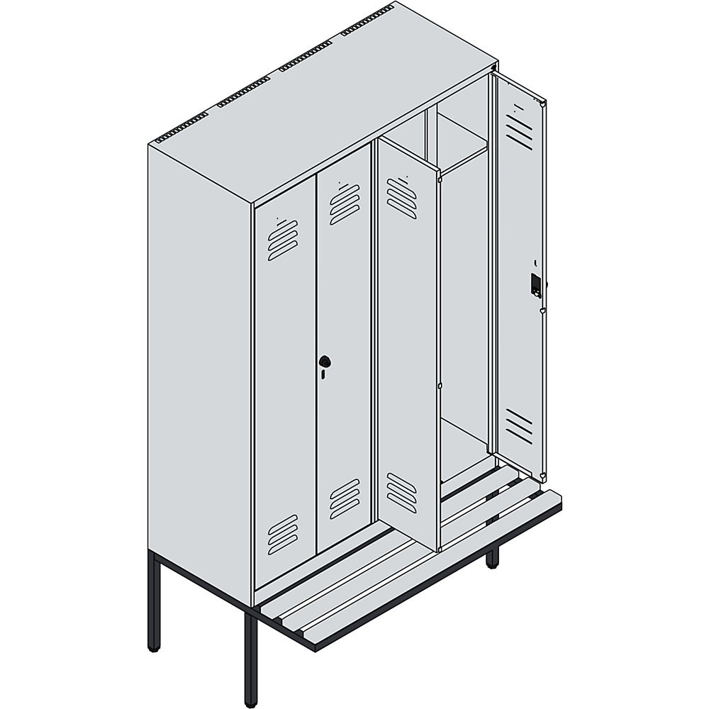 C+P Classic PLUS Locker Bench Light Gray / Reseda Green 1200mm 2