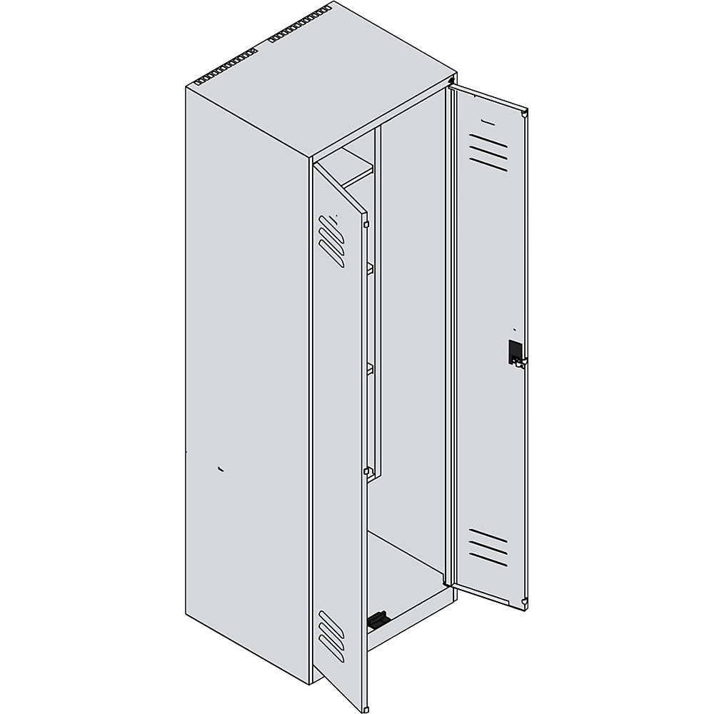 C+P Classic PLUS Putzmittelspind Lichtgrau/Resedagrün 60x50x185 cm 2