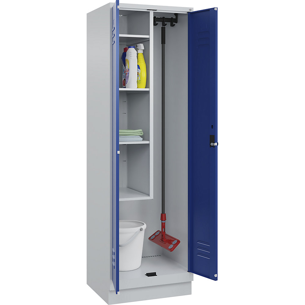 C+P Classic PLUS Cleaning Supplies Locker Light Gray/Gentian Blue 60x50x195 cm
