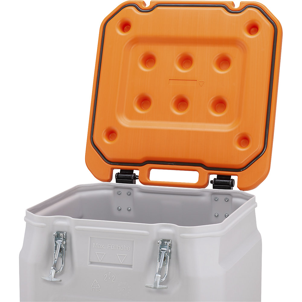 Gefahrstoff-Sammelbehälter Mobil-Box, Volumen 250 l, LxBxH 600 x 600 x 890 mm, orange CEMO 2