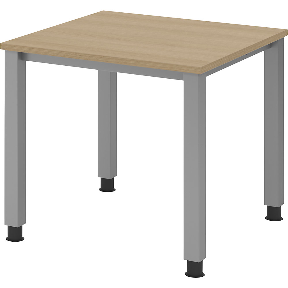 Eurokraft pro Bureautafel, onderstel met 4 poten, breedte 800 mm, aluminiumzilver / eikenhout