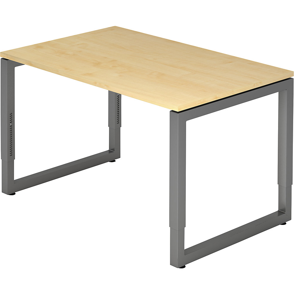 Eurokraft pro Bureautafel met frame van vierkante staalbuis, hoogte 650 - 850 mm, b x d = 1200 x 800 mm, ahornhout / grafiet