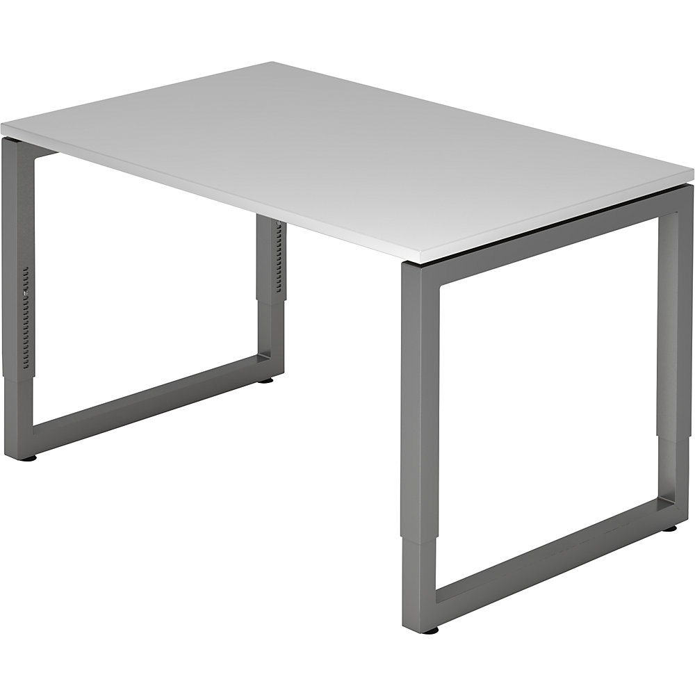 Eurokraft pro Bureautafel met frame van vierkante staalbuis, hoogte 650 - 850 mm, b x d = 1200 x 800 mm, lichtgrijs / grafiet