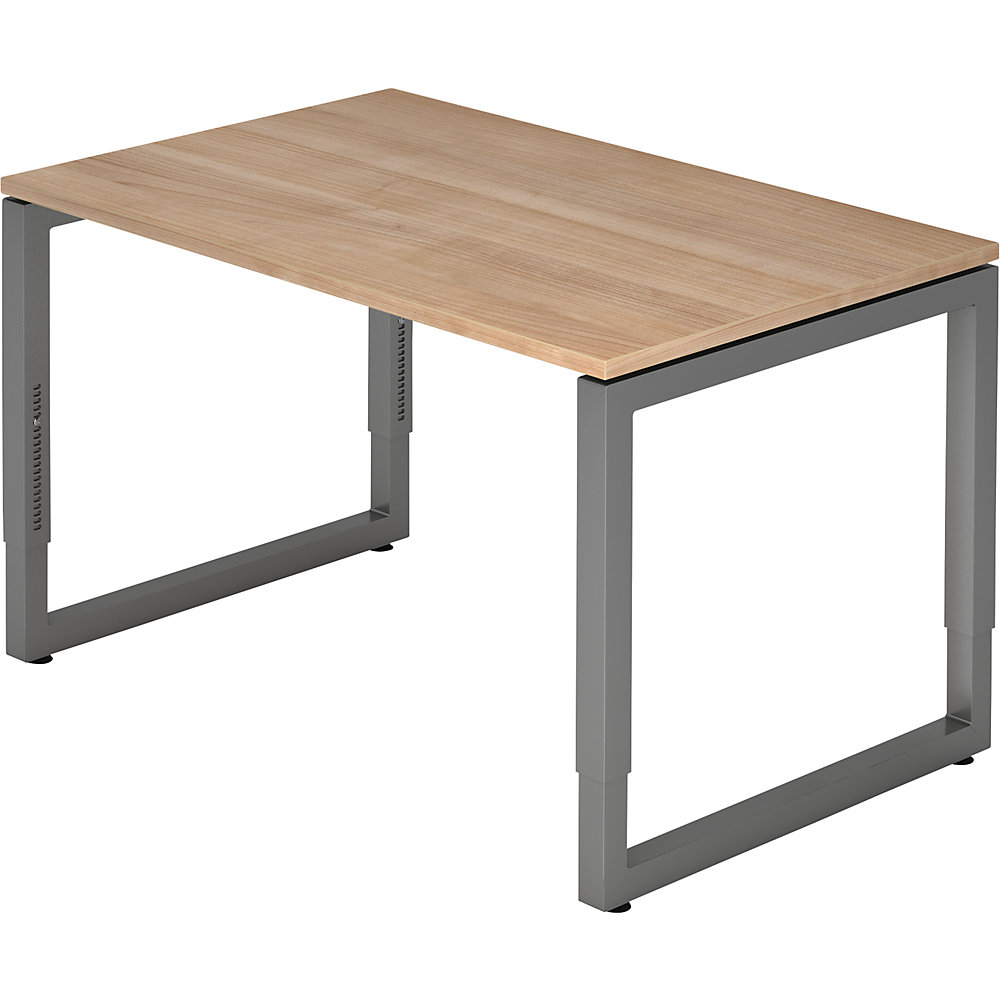 Eurokraft pro Bureautafel met frame van vierkante staalbuis, hoogte 650 - 850 mm, b x d = 1200 x 800 mm, notenhout / grafiet
