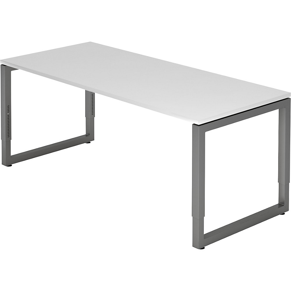 Eurokraft pro Bureautafel met frame van vierkante staalbuis, hoogte 650 - 850 mm, b x d = 1800 x 800 mm, wit / grafiet