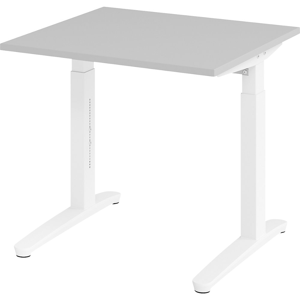 Eurokraft pro ANNY - Bureautafel met C-vormig onderstel, in hoogte verstelbaar 650 - 850 mm, breedte 800 mm, lichtgrijs / wit
