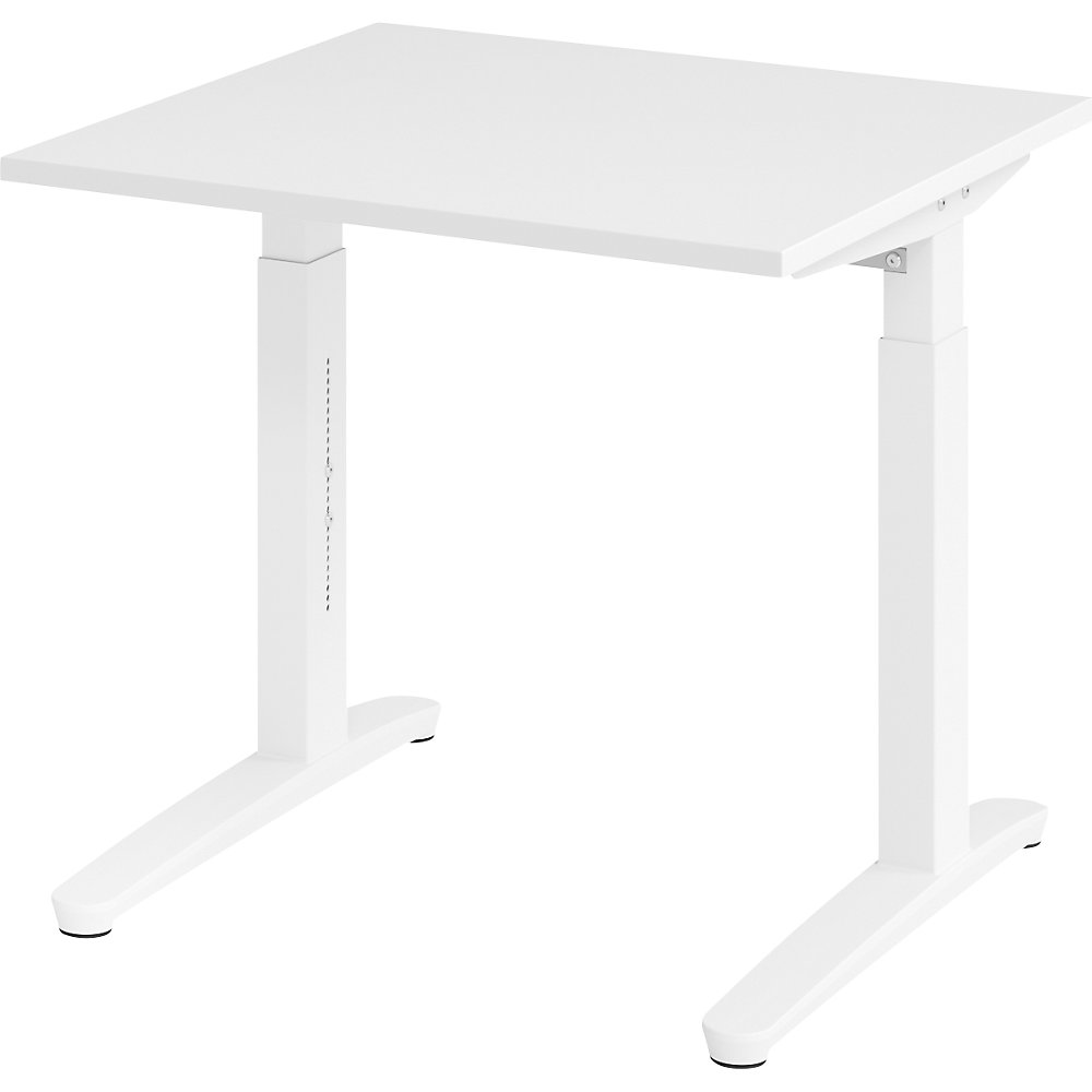 Eurokraft pro ANNY - Bureautafel met C-vormig onderstel, in hoogte verstelbaar 650 - 850 mm, breedte 800 mm, wit / wit