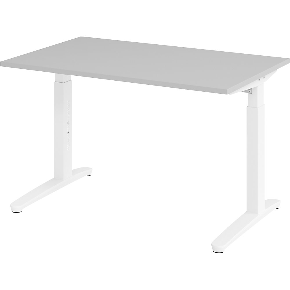 Eurokraft pro ANNY - Bureautafel met C-vormig onderstel, in hoogte verstelbaar 650 - 850 mm, breedte 1200 mm, lichtgrijs / wit