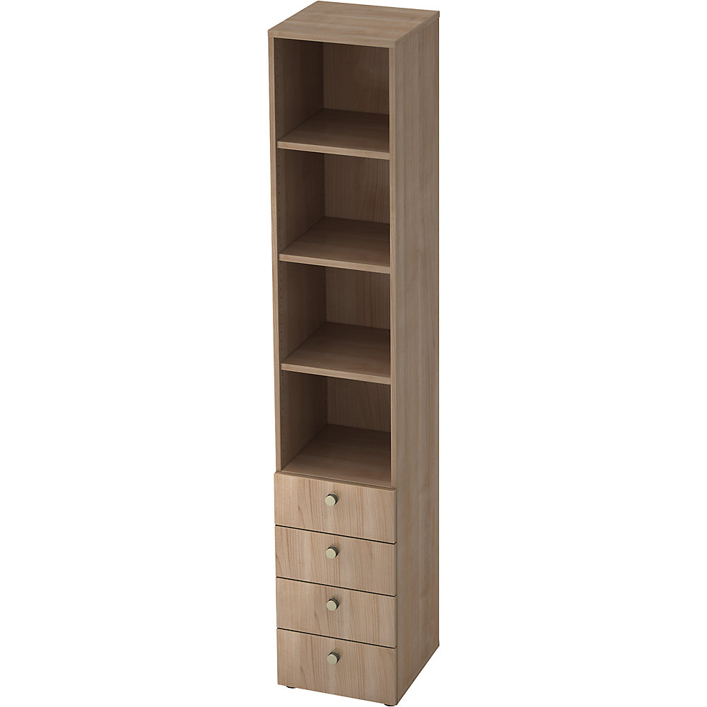 Eurokraft pro Combi-kast, 3 legborden, 4 laden, notenhoutdecor / notenhoutdecor