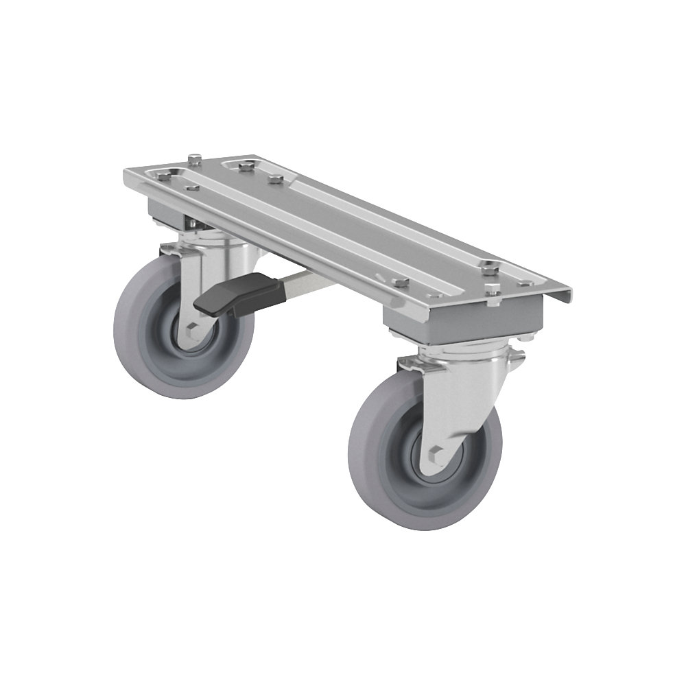 Zentralstopp Traverse, für Breite 800 mm, Lenkrolle, 300 kg eurokraft pro