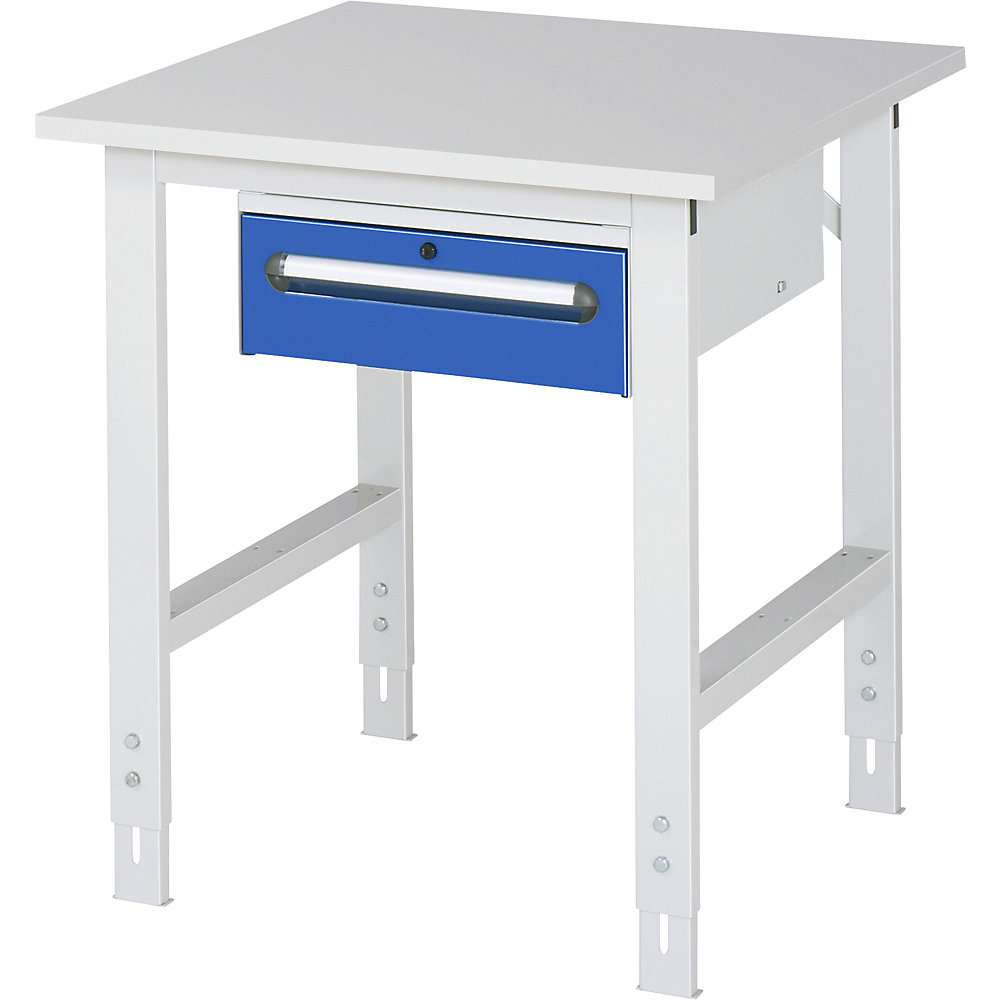 kaiserkraft Arbeitstisch mit Schubladenschrank, Unterbau-Container mit 1 Schublade 150 mm, BxT 750 x 800 mm, M-Platte, Stärke 22 mm