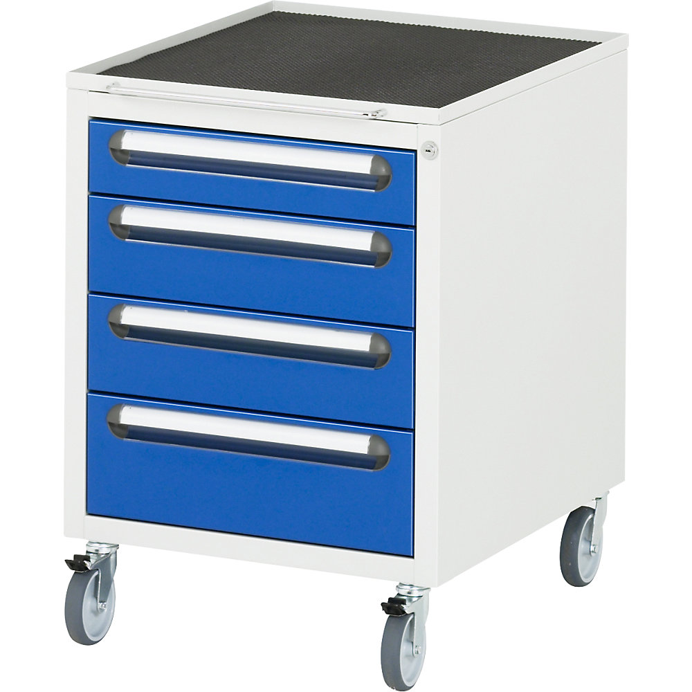 kaiserkraft Arbeitstisch mit Schubladenschrank, Roll-Container mit 4 Schubladen 1 x 90, 2 x 120, 1 x 140 mm, BxT 1000 x 800 mm, B-Platte, Stärke 25 mm 2