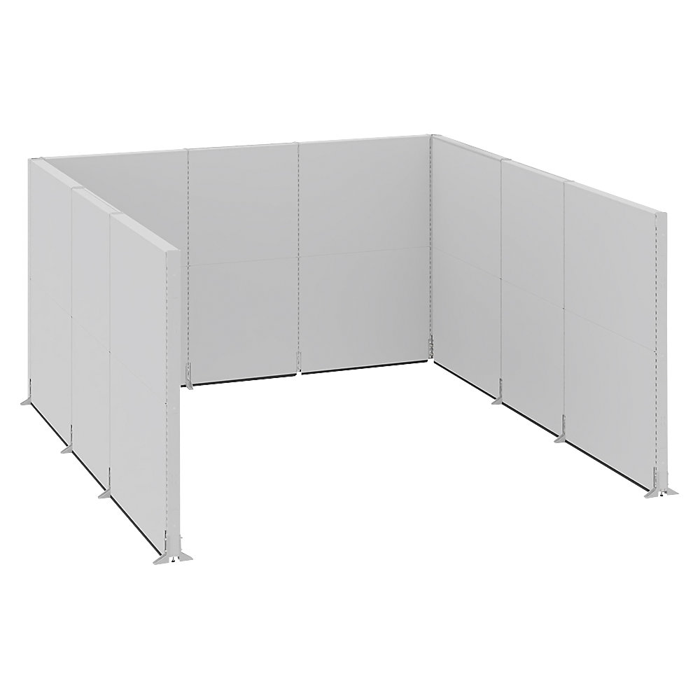 Akoestische scheidingswand, kantoor/industrie, complete module, l x b x h = 3730 x 3630 x 2000 mm