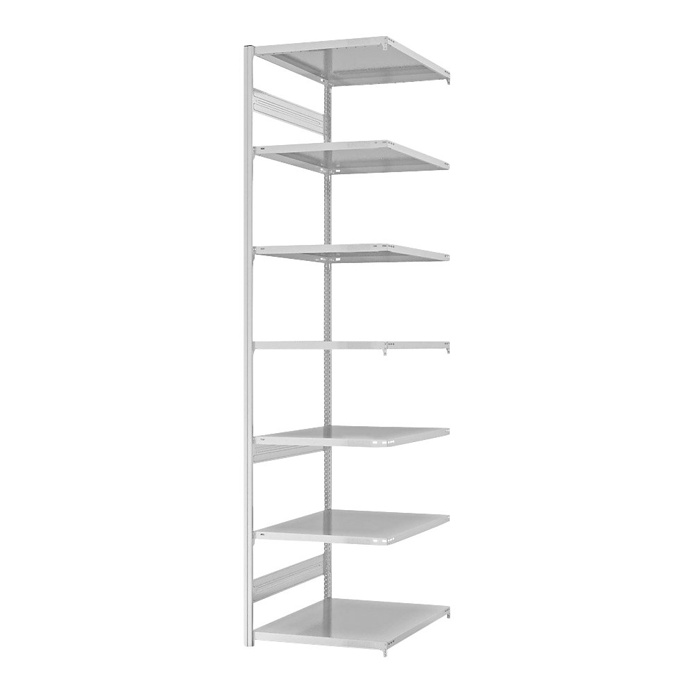 Steckregal, Bauart leicht, doppelseitig, HxBxT 3000 x 750 x 800 mm, grau, Anbauregal eurokraft pro