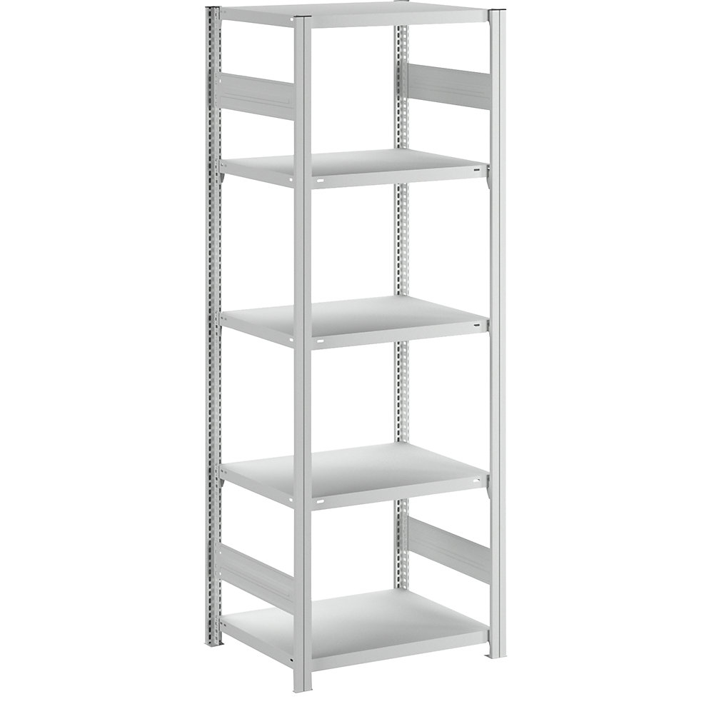 Steckregal, Bauart leicht, doppelseitig, HxBxT 2000 x 750 x 600 mm, grau, Grundregal eurokraft pro