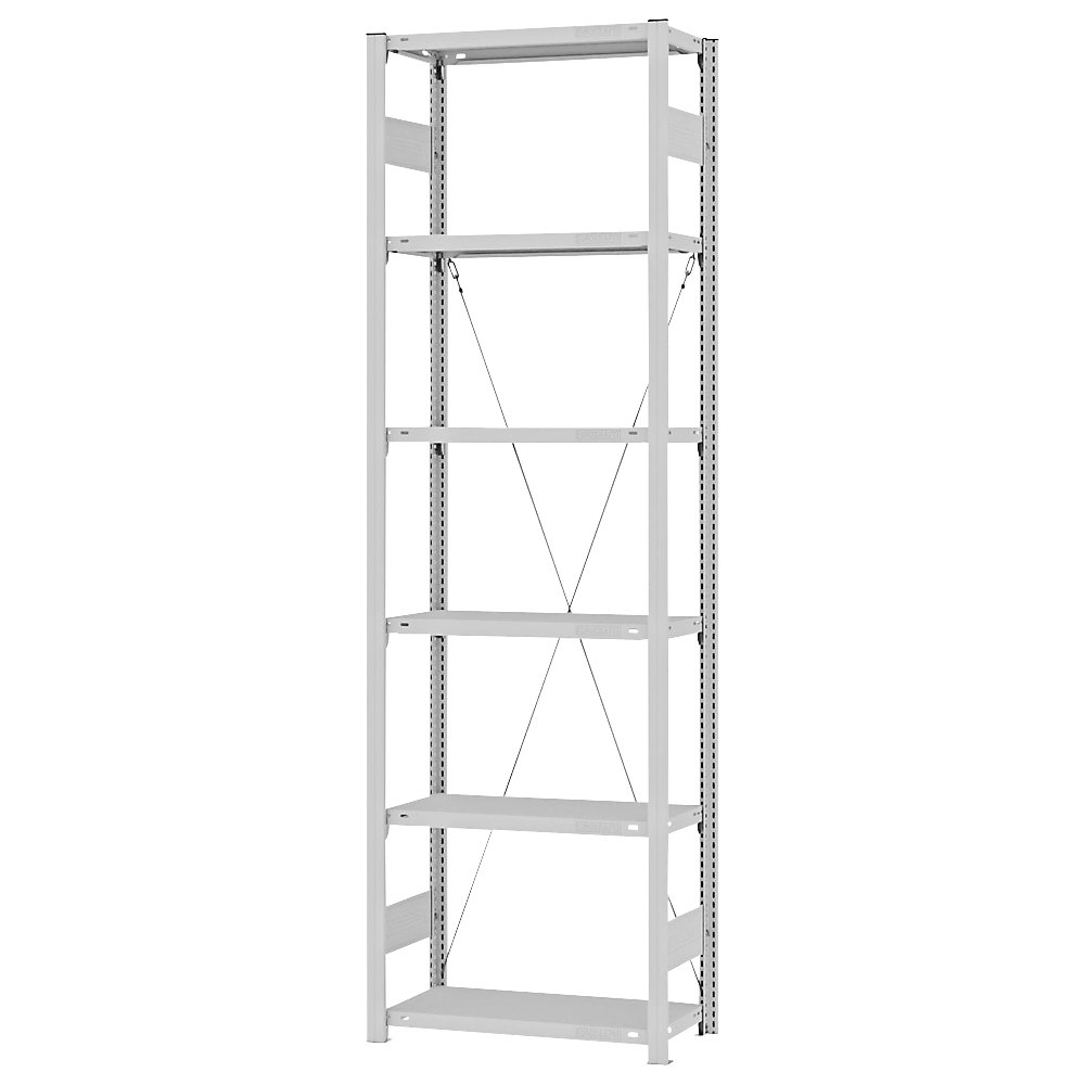 Steckregal, Bauart leicht, einseitig, HxBxT 2500 x 750 x 300 mm, grau, Grundregal eurokraft pro