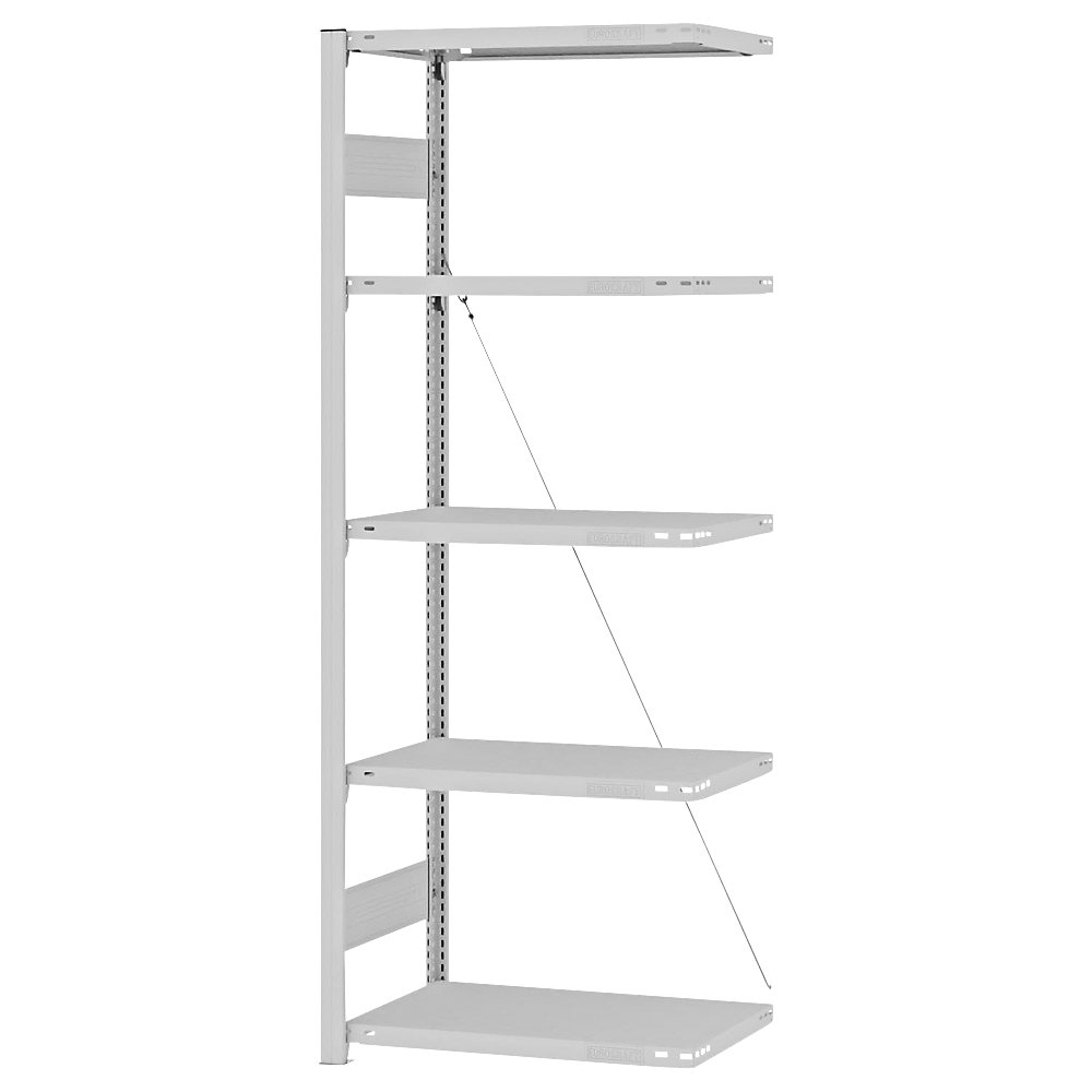 Steckregal, Bauart leicht, einseitig, HxBxT 2000 x 750 x 400 mm, grau, Anbauregal eurokraft pro