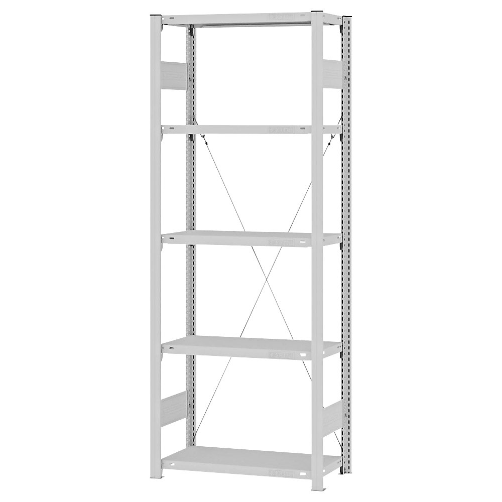 Steckregal, Bauart mittelschwer, einseitig, HxBxT 2000 x 750 x 300 mm, grau, Grundregal eurokraft pro