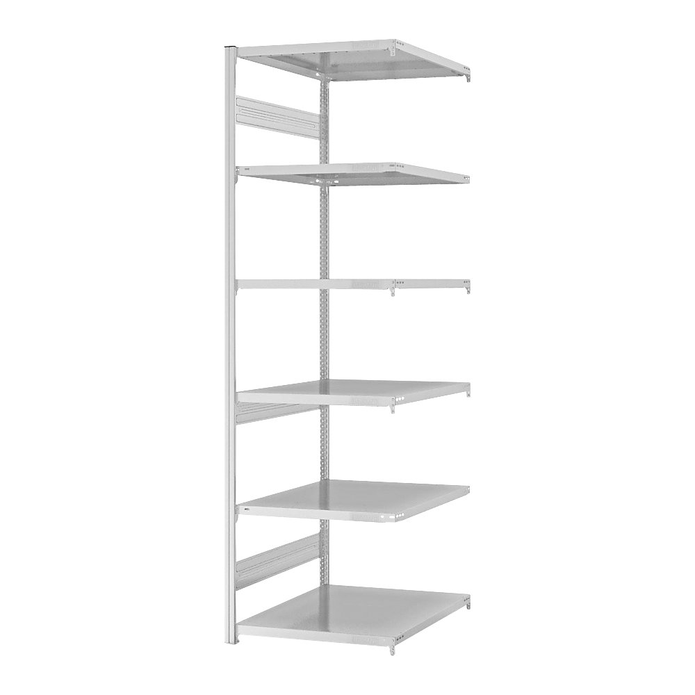 Schwerlast-Steckregal, doppelseitig, HxBxT 2500 x 750 x 800 mm, grau, Anbauregal eurokraft pro