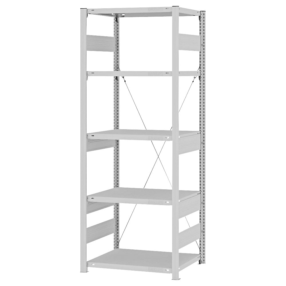 eurokraft pro Estantería ensamblable de almacén, RAL 7035, construcción pesada, altura de estantería 2000 mm, carga por balda 3000 kg, profundidad de balda 500 mm, estantería básica