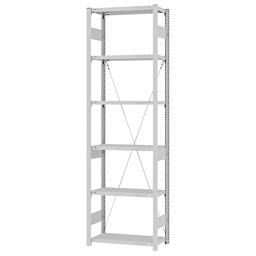 eurokraft pro Estantería ensamblable de almacén, RAL 7035, construcción pesada, altura de estantería 2500 mm, carga por balda 2500 kg, profundidad de balda 300 mm, estantería básica