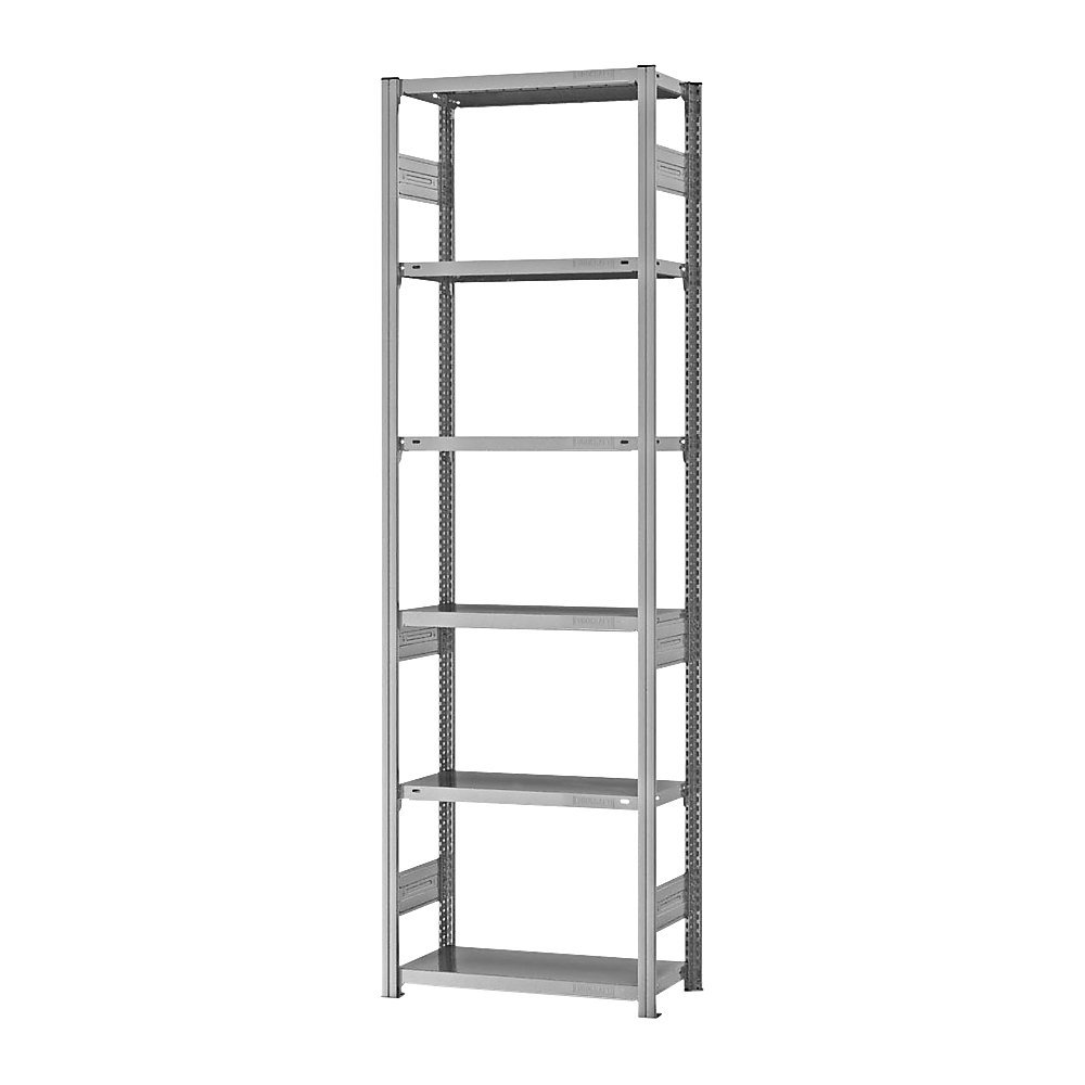 eurokraft pro Estantería ensamblable de almacén, galvanizada, construcción semipesada, altura de estantería 2500 mm, empleo por ambos lados, profundidad de balda 300 mm, estantería básica