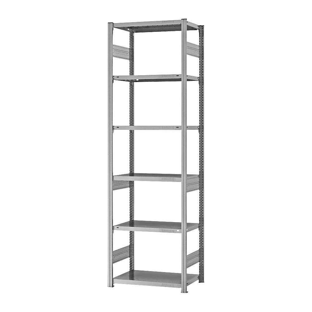 eurokraft pro Estantería ensamblable de almacén, galvanizada, construcción semipesada, altura de estantería 2500 mm, empleo por ambos lados, profundidad de balda 400 mm, estantería básica