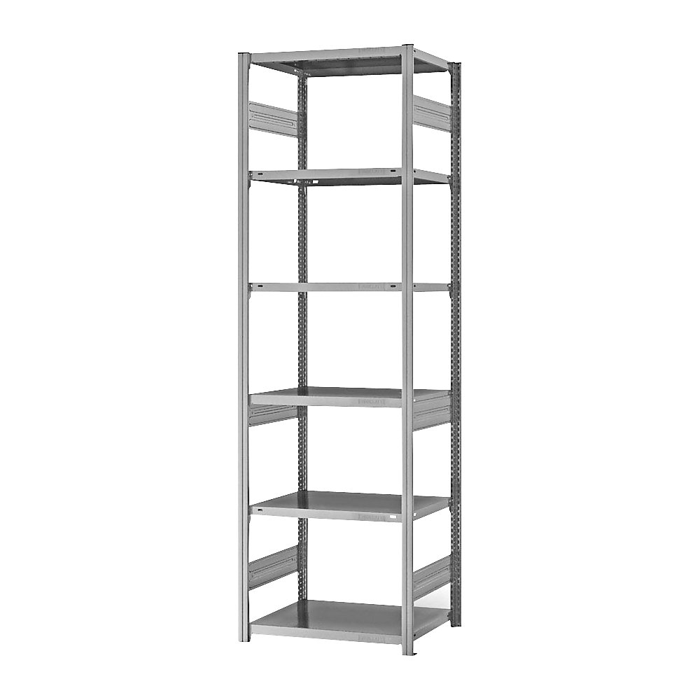 eurokraft pro Estantería ensamblable de almacén, galvanizada, construcción semipesada, altura de estantería 2500 mm, empleo por ambos lados, profundidad de balda 500 mm, estantería básica