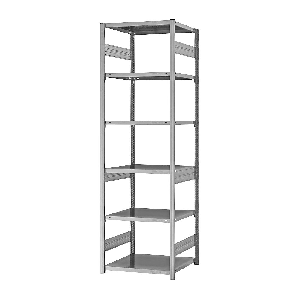 eurokraft pro Estantería ensamblable de almacén, galvanizada, construcción semipesada, altura de estantería 2500 mm, empleo por ambos lados, profundidad de balda 600 mm, estantería básica