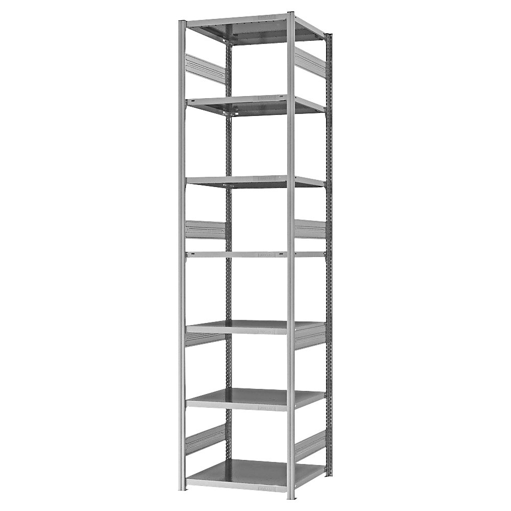 eurokraft pro Estantería ensamblable de almacén, galvanizada, construcción pesada, altura de estantería 3000 mm, carga por balda 2400 kg, profundidad de balda 600 mm, estantería básica
