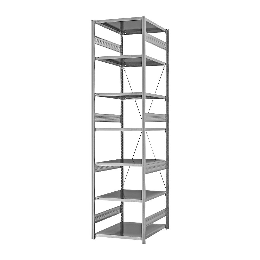 eurokraft pro Estantería ensamblable de almacén, galvanizada, construcción pesada, altura de estantería 3000 mm, carga por balda 2100 kg, profundidad de balda 800 mm, estantería básica
