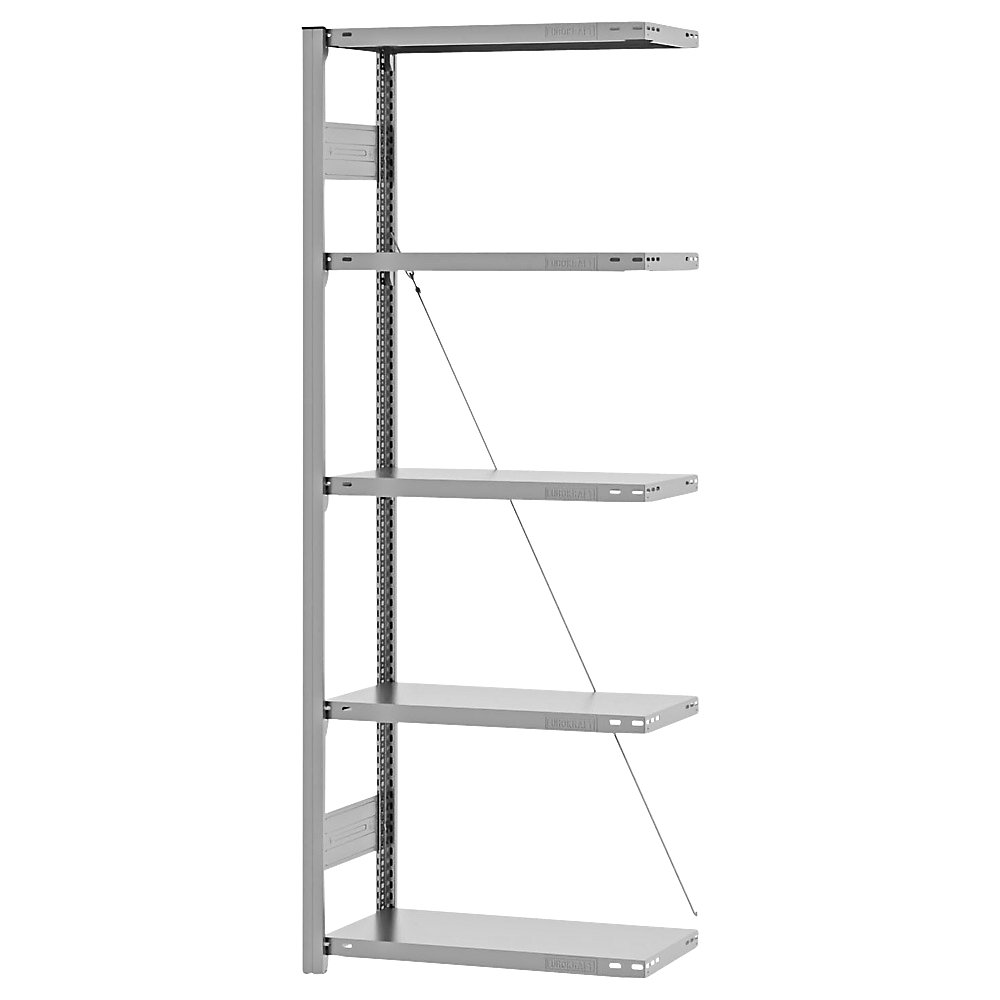 Steckregal, Bauart leicht, einseitig, HxBxT 2000 x 750 x 300 mm, verzinkt, Anbauregal eurokraft pro