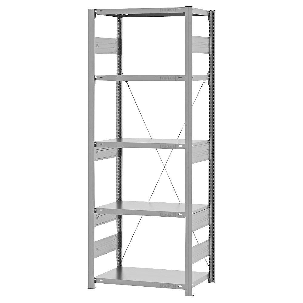 eurokraft pro Estantería ensamblable de almacén, galvanizada, construcción pesada, altura de estantería 2000 mm, carga por balda 3000 kg, profundidad de balda 400 mm, estantería básica