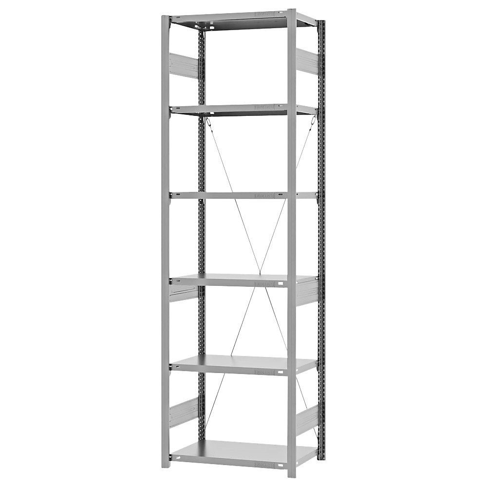 eurokraft pro Estantería ensamblable de almacén, galvanizada, construcción pesada, altura de estantería 2500 mm, carga por balda 2500 kg, profundidad de balda 400 mm, estantería básica