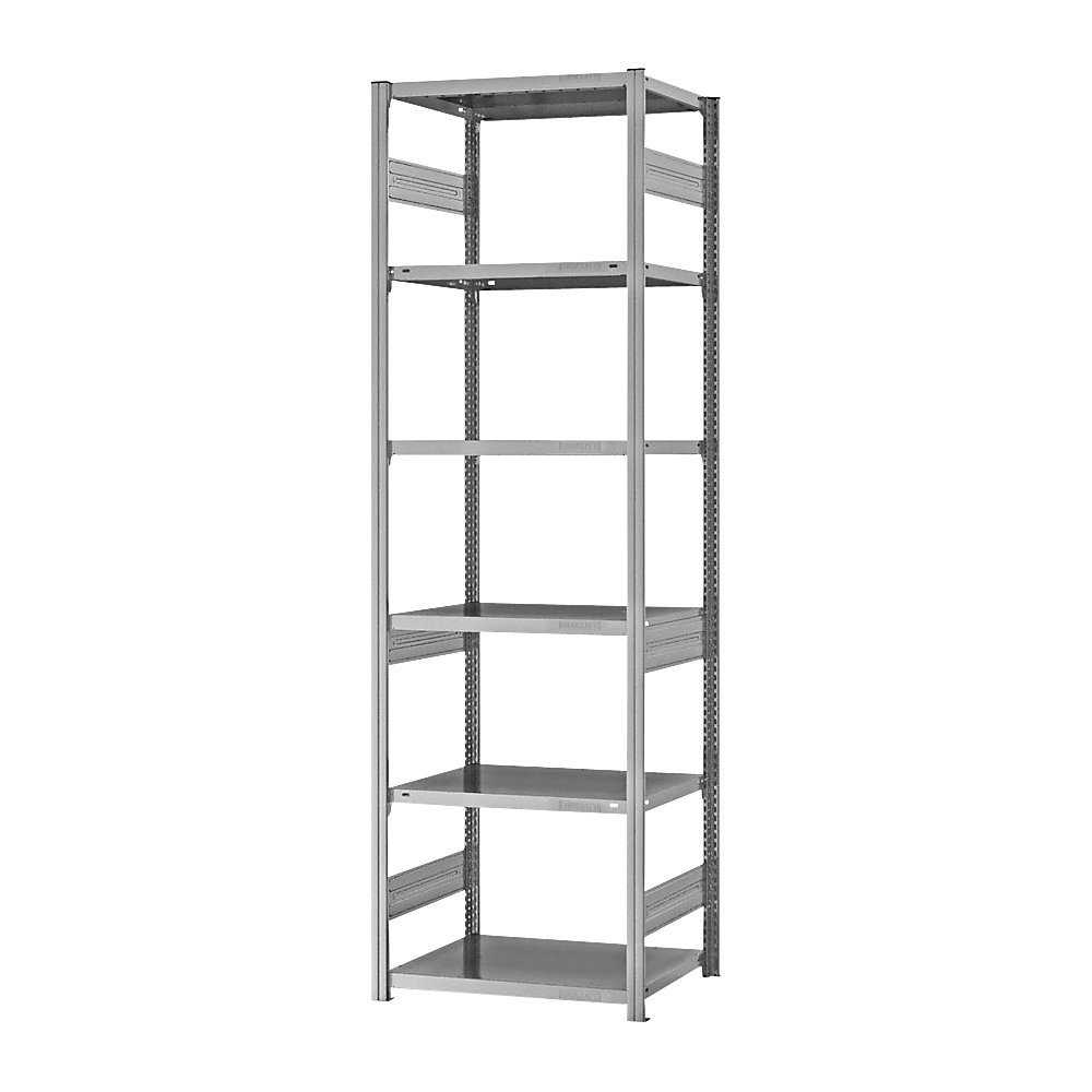 Schwerlast-Steckregal, doppelseitig, HxBxT 2500 x 750 x 500 mm, verzinkt, Grundregal eurokraft pro
