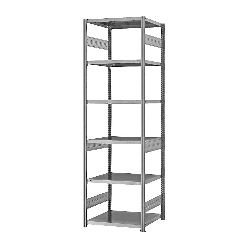eurokraft pro Estantería ensamblable de almacén, galvanizada, construcción pesada, altura de estantería 2500 mm, carga por balda 2100 kg, profundidad de balda 600 mm, estantería básica