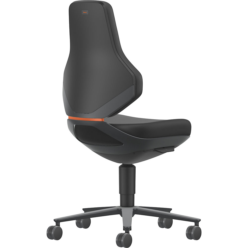 Arbeitsdrehstuhl TEXON Labor+Produktion, mit Rollen, Höhenverstellbereich 450 - 620 mm, Skintec, schwarz bimos 2