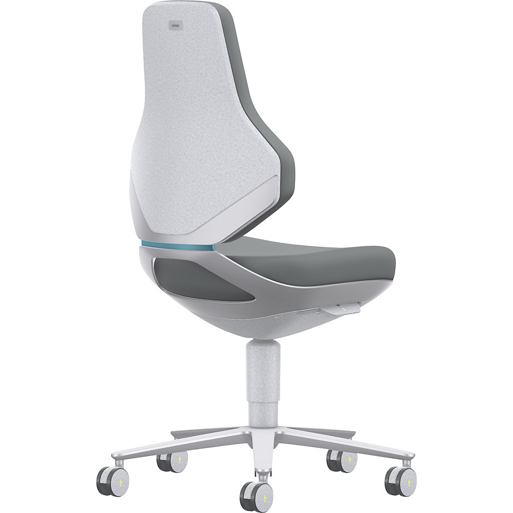 Reinraum-Arbeitsdrehstuhl TEXON, mit Rollen, Höhenverstellbereich 450 - 620 mm, Skintec, grau bimos 2