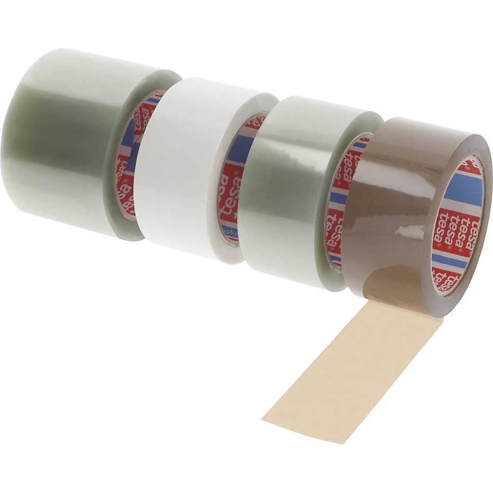 PET-Packband, tesa® 60412, 70 % recycelt, VE 36 Rollen, weiß, Bandbreite 50 mm, ab 3 VE tesa