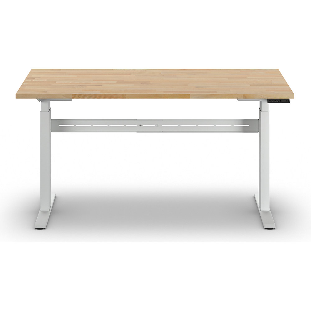 kaiserkraft Arbeitstisch, elektrisch höhenverstellbar - Tragkraft 300 kg, Höhe 740 - 1195 mm, Buchemassivplatte, BxT 1500 x 700 mm 2