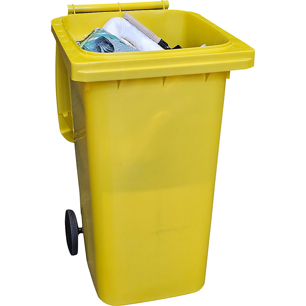 Leckage-Notfallset, in Kunststoff-Tonne, Bindung 200 Liter, Ausführung Öl, weiß eurokraft basic 2