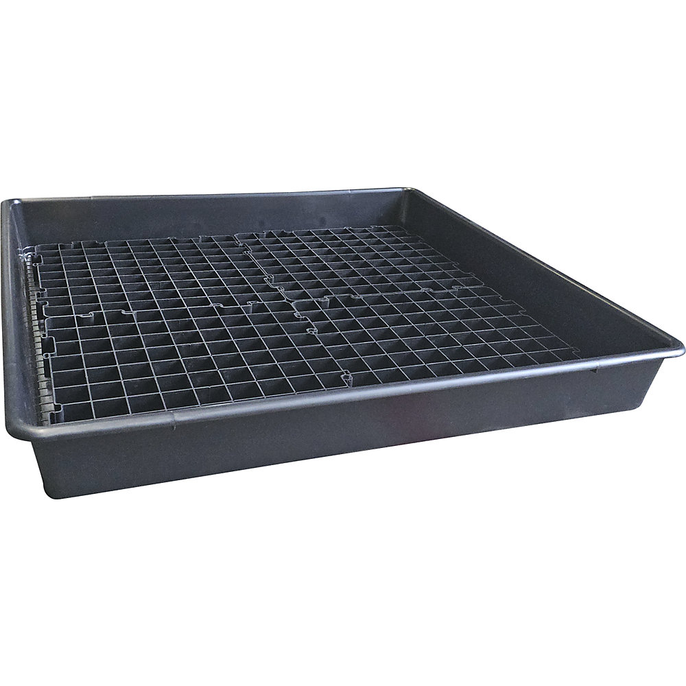 PE-Kleingebinde-Universalwanne, Volumen 100 l, ohne Zulassung, mit PE-Rost eurokraft basic