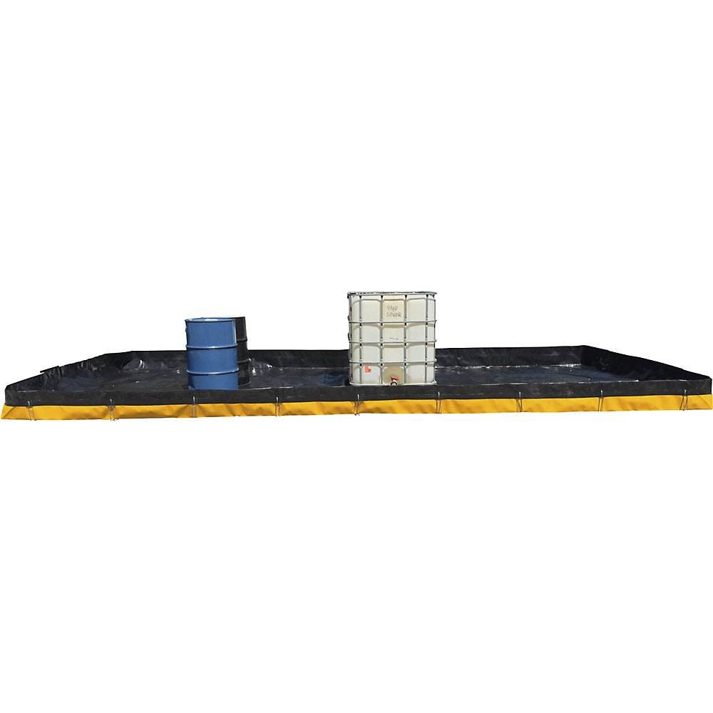 Auffangwanne, faltbar, PE, schwarz/gelb, Auffangvolumen 11700 l eurokraft basic