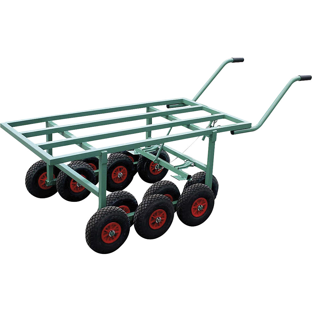 Transport- of zelfbedieningswagen Wiesel, luchtband, l x h 1850 x 800 mm, grasgroen