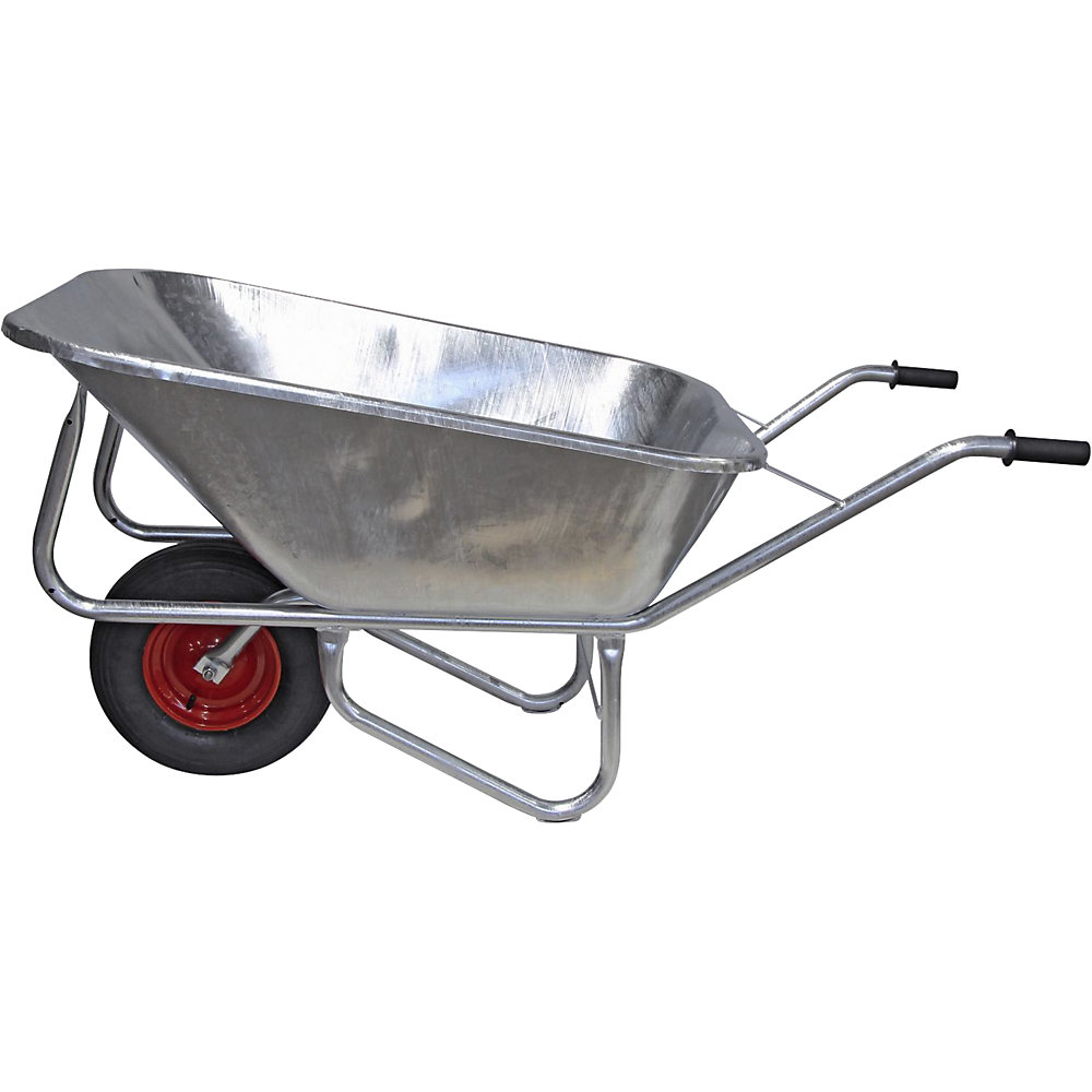 Grote kruiwagen, thermisch verzinkt, met luchtband, l x b 1620 x 860 mm, met 1-wielas