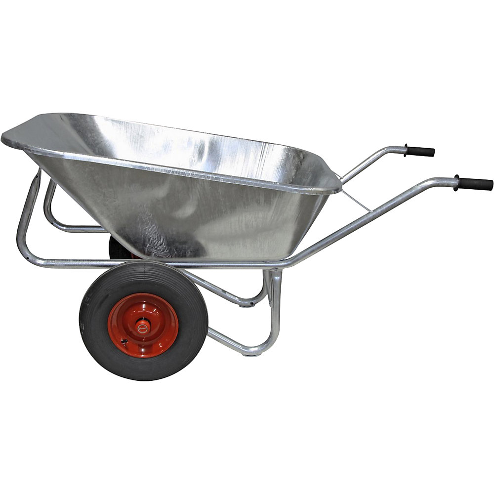 Grote kruiwagen, thermisch verzinkt, met luchtband, l x b 1620 x 860 mm, met 2-wielas