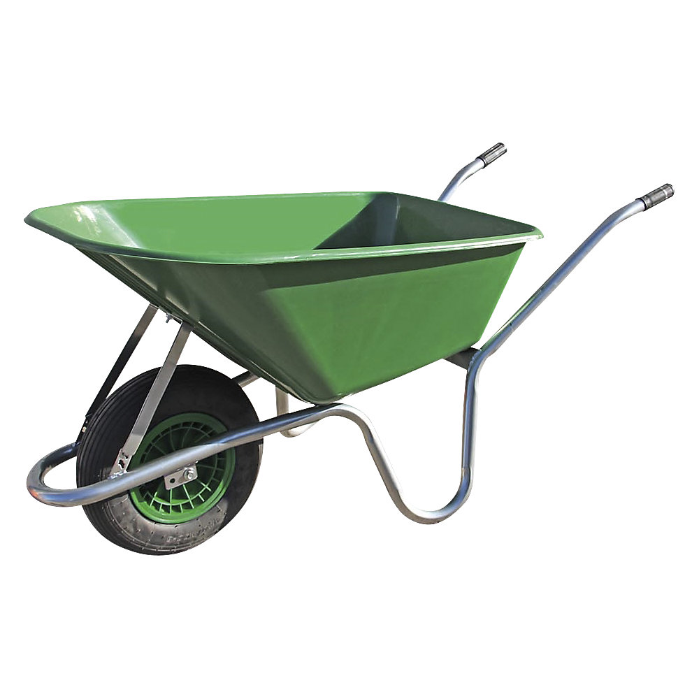 Compacte kruiwagen, met kunststof bak, groen, l x b 1600 x 580 mm, 100 l